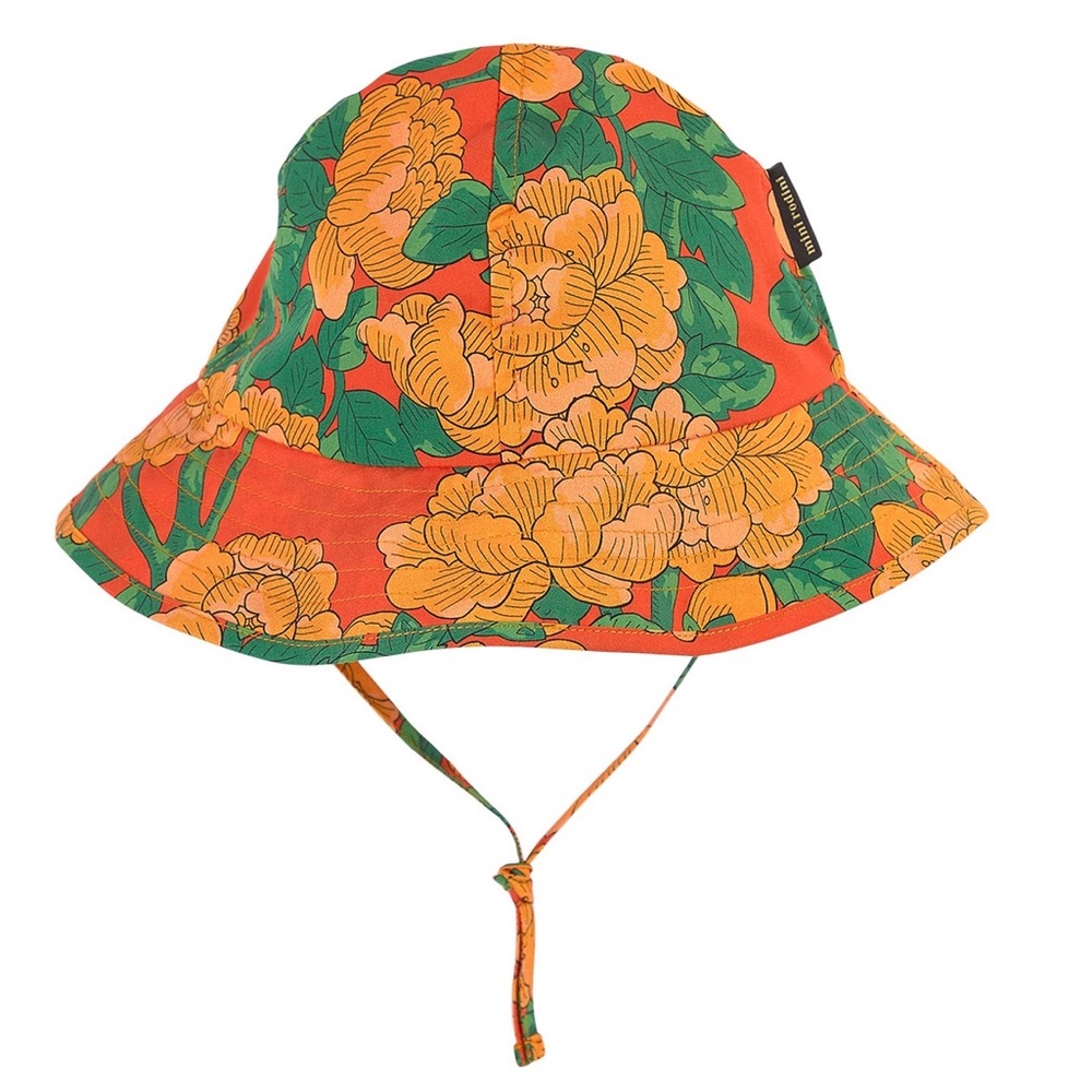 Mini Rodini Orange and Green Floral Kids Hat